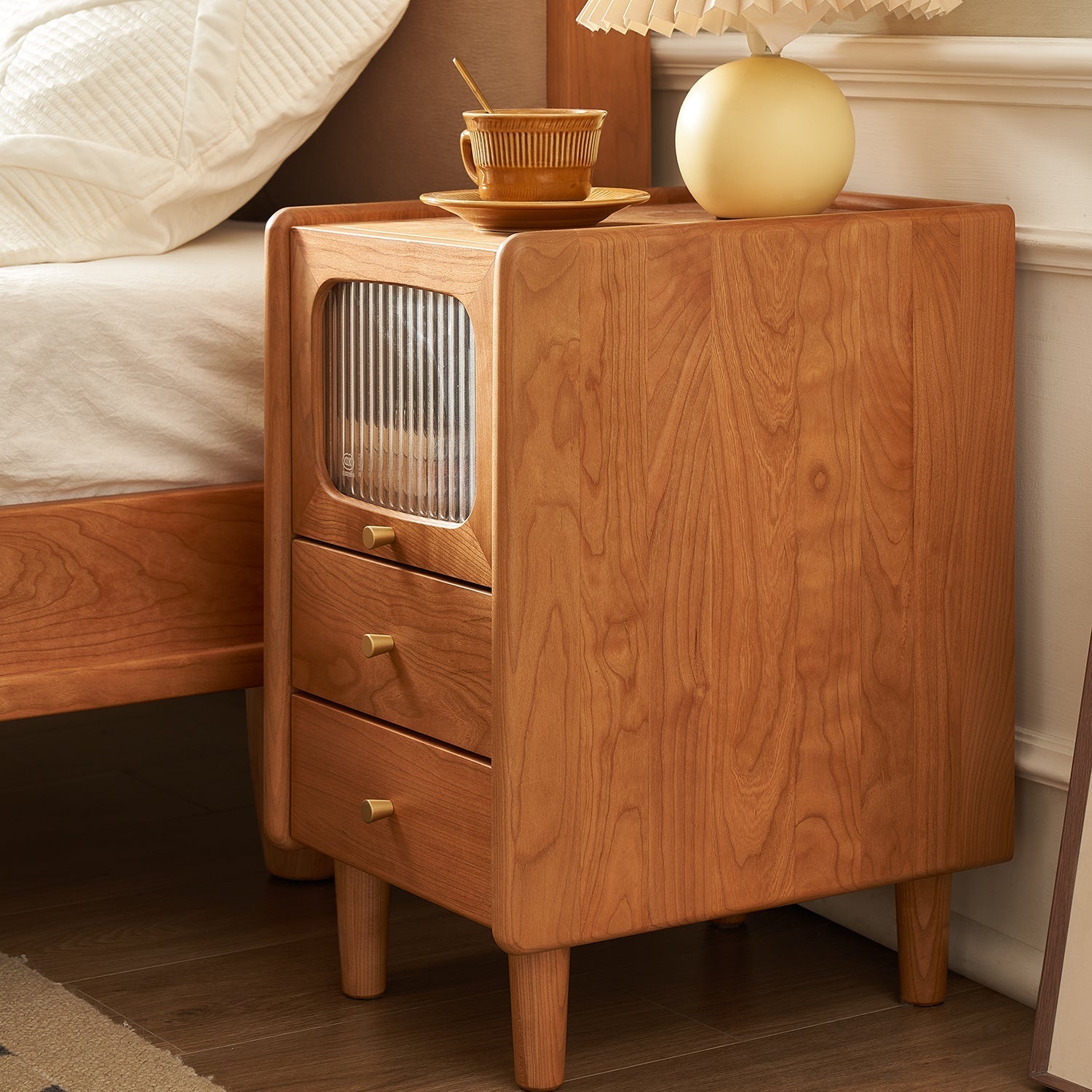 Scandinavian Cherry Wood Side Table SKYLAR