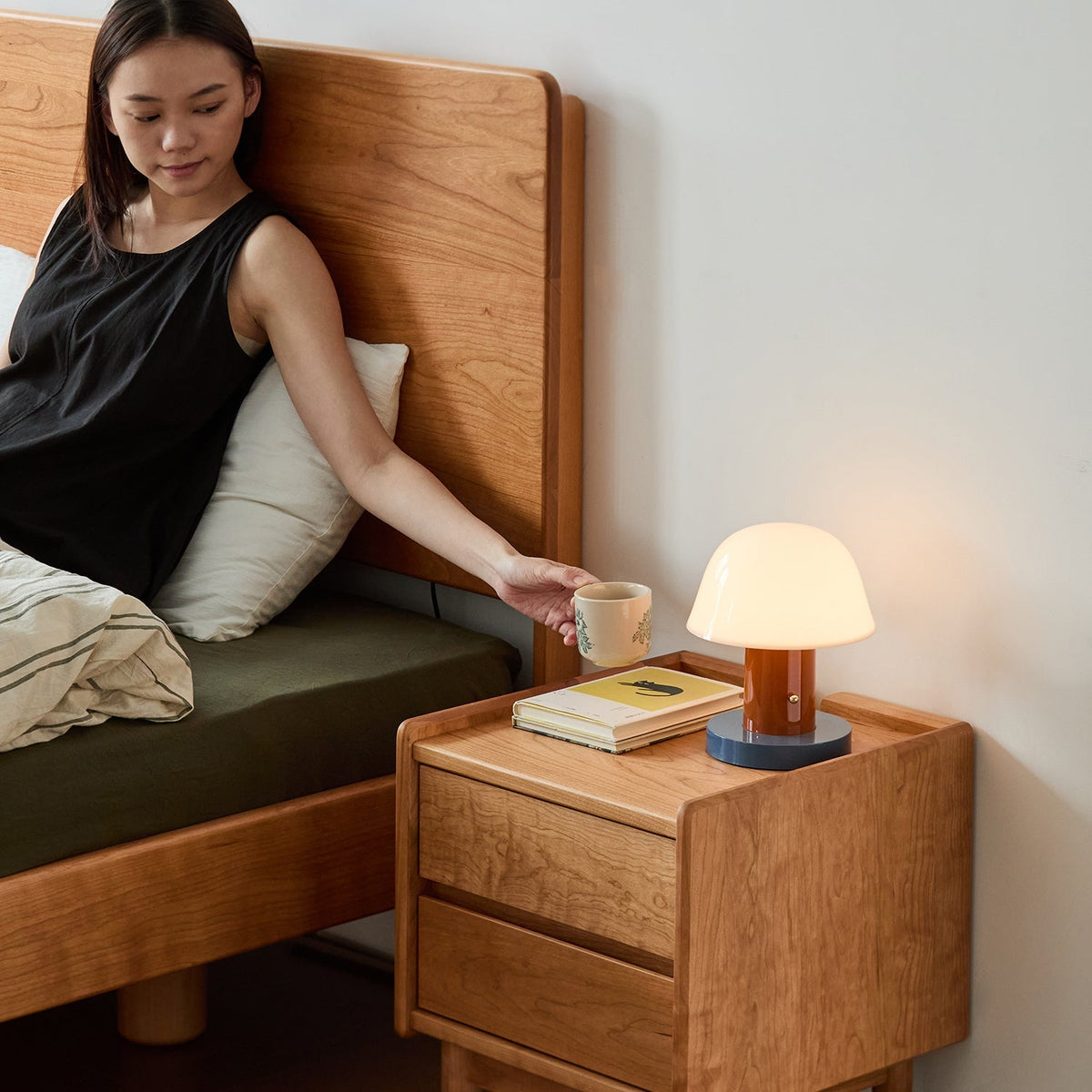 Scandinavian Cherry Wood Side Table VISTA