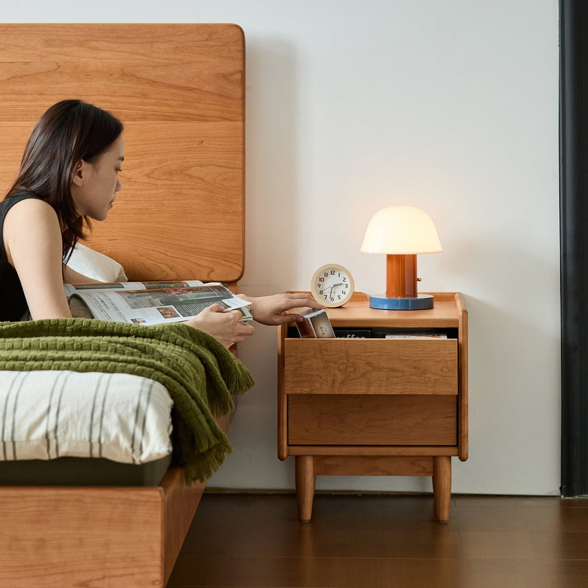 Scandinavian Cherry Wood Side Table VISTA