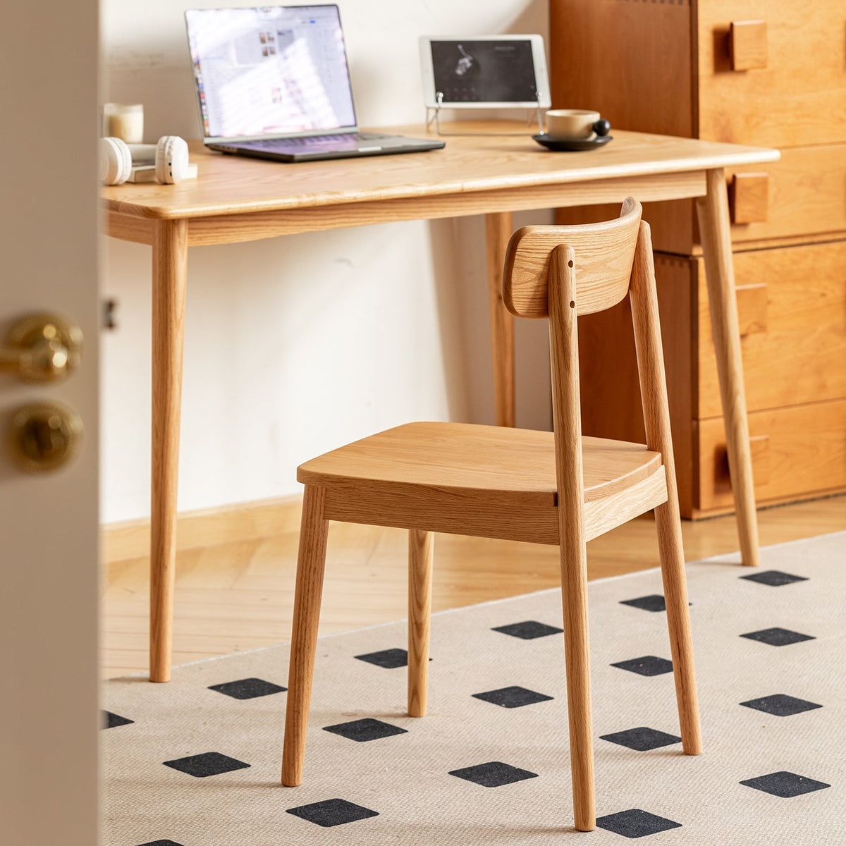 Scandinavian Oak Wood Dining Chair GREEN