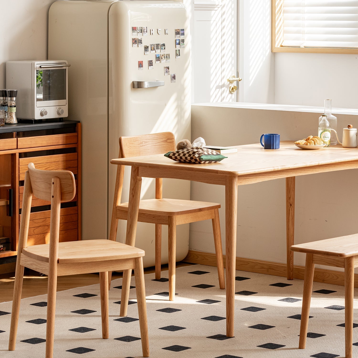 Scandinavian Oak Wood Dining Chair GREEN