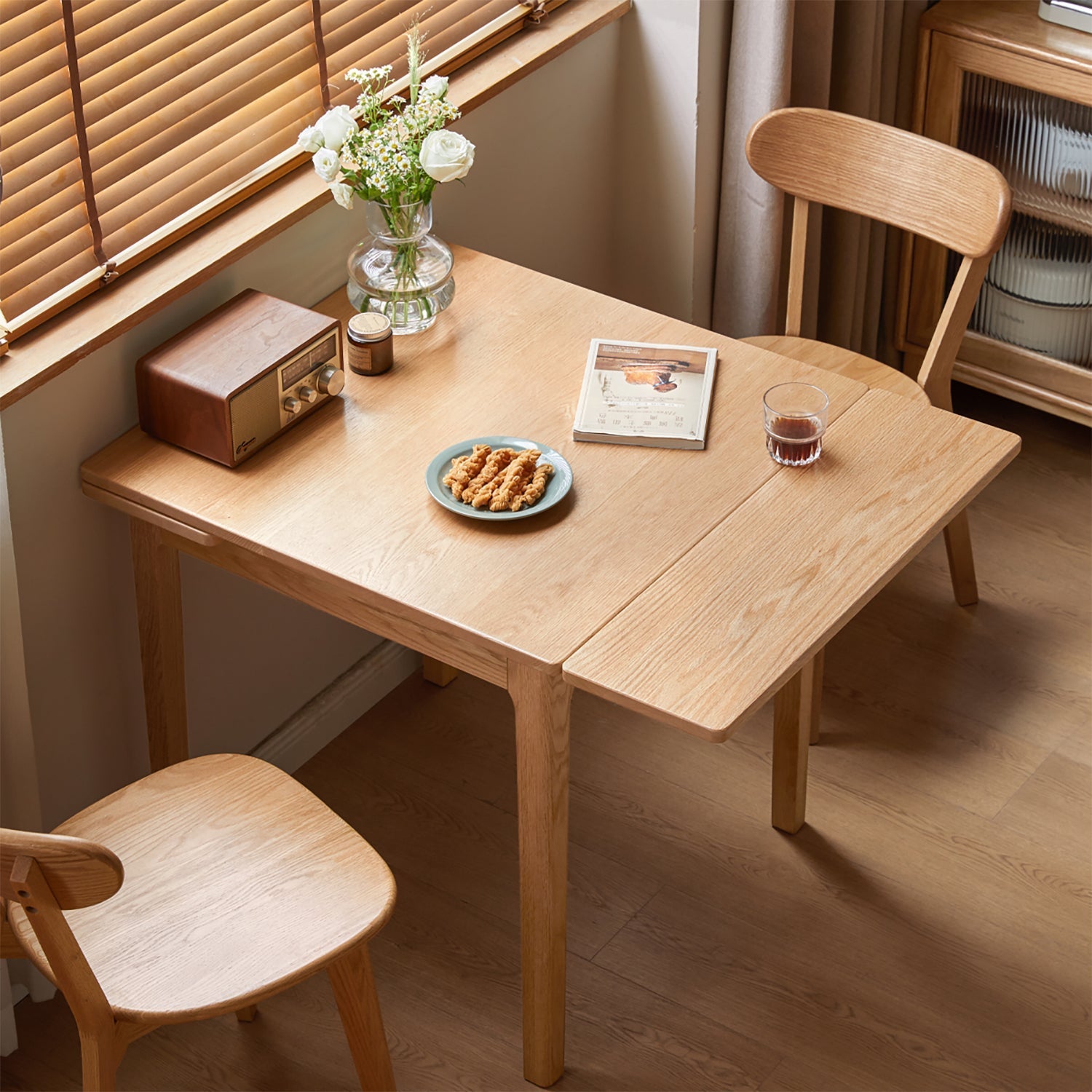 Scandinavian Oak Wood Extendable Dining Table EXTENDRA
