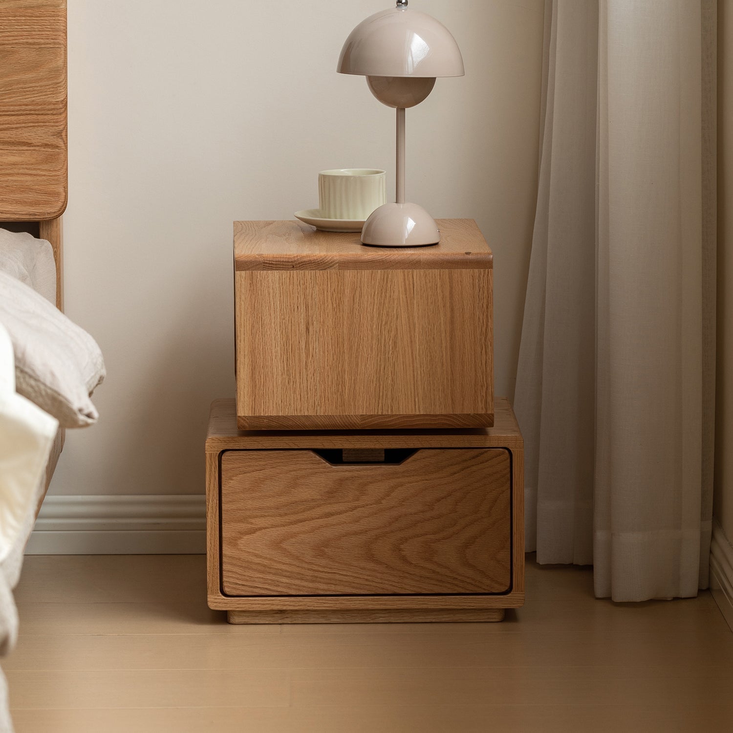 Scandinavian Oak Wood Revolving Side Table TWIST