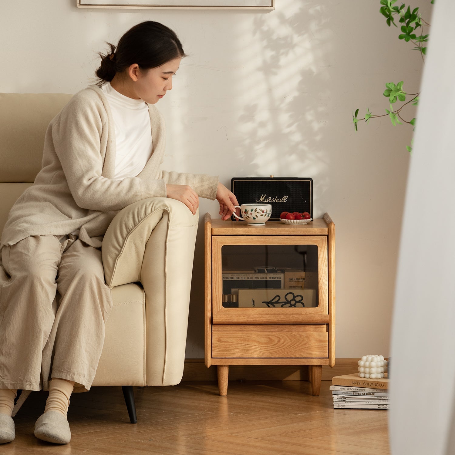 Scandinavian Oak Wood Side Table OXYGEN