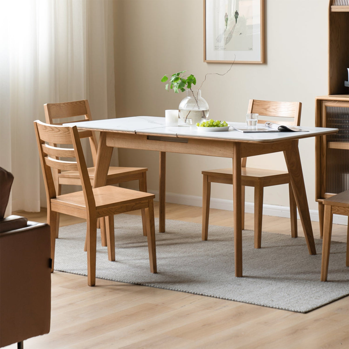 Scandinavian Oak Wood Sintered Stone Extendable Dining Table SHIFT