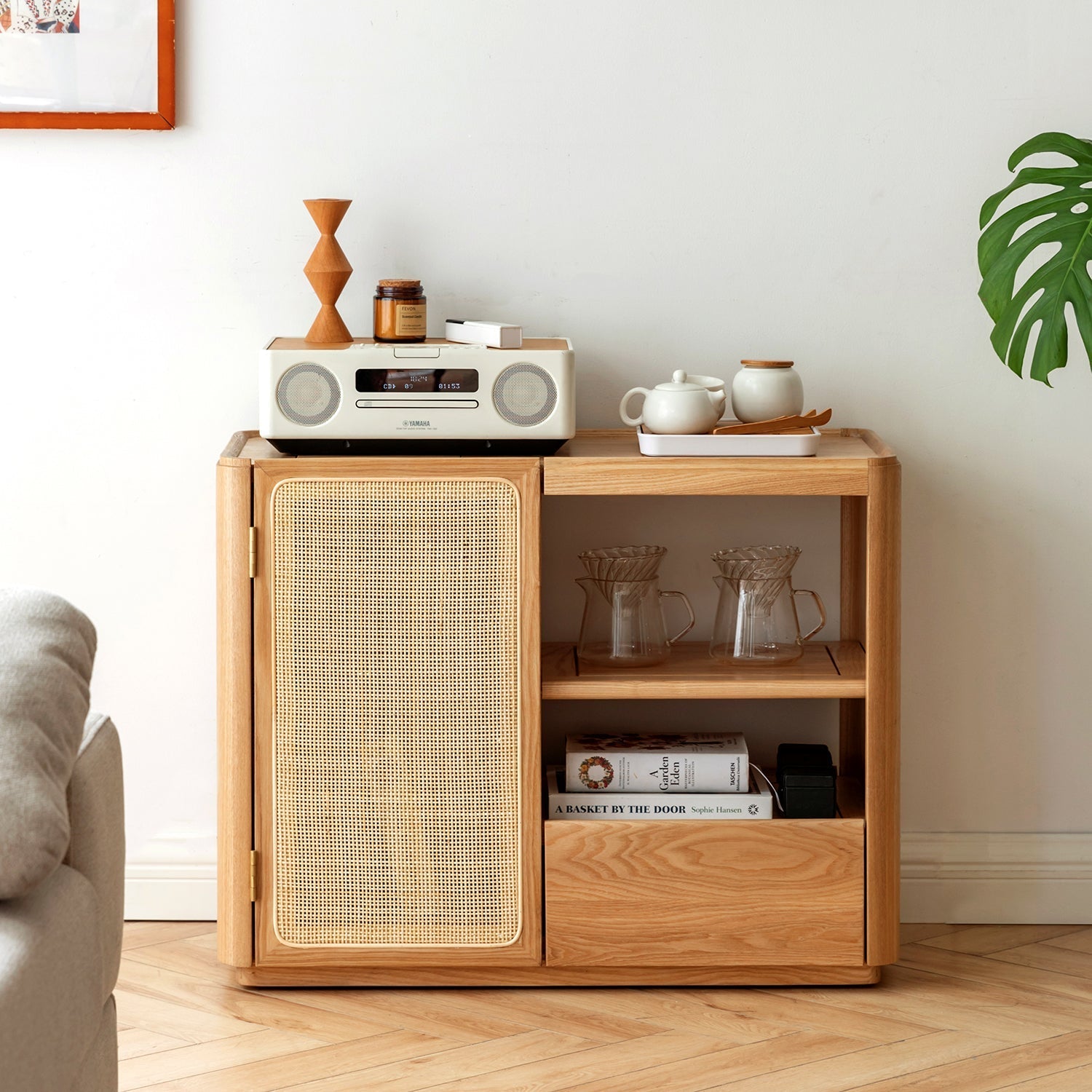 Scandinavian Oak Wood Wheel Tea Side Table VINE