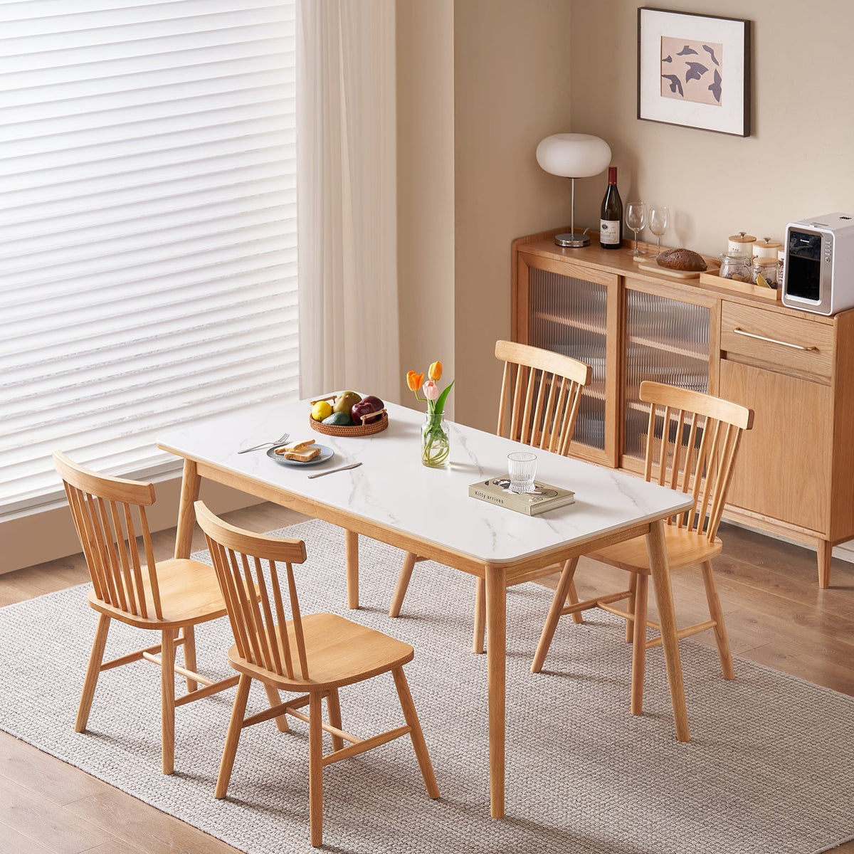 Scandinavian Sintered Stone Rubber Wood Dining Table ROWAN