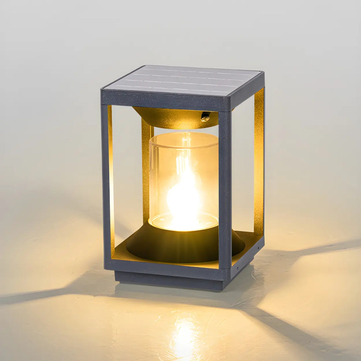 Simple Square Solar Outdoor Pathway Table Lamp Pillar Light