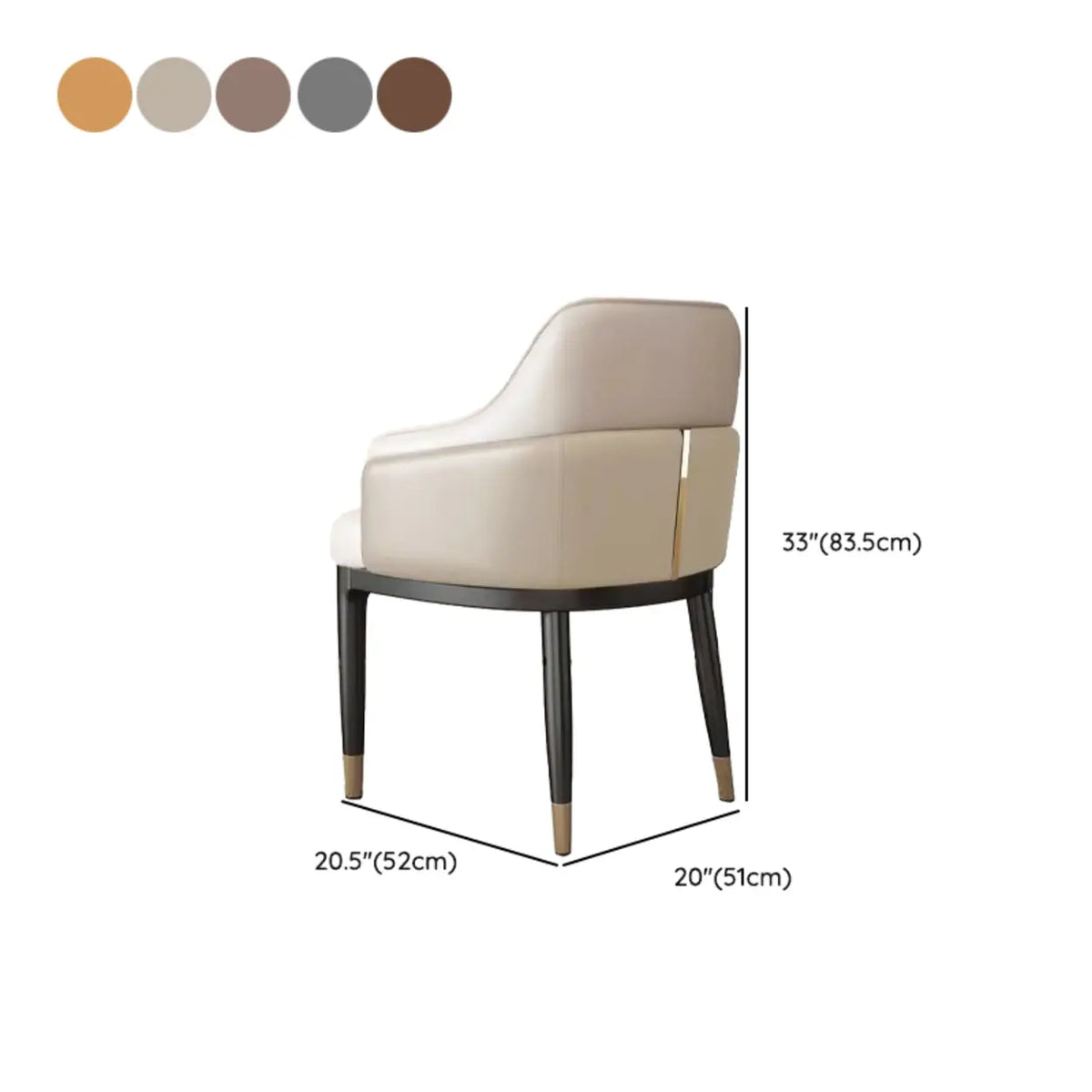 Sloped Arm Upholstered Dining Chair with Black Metal Legs