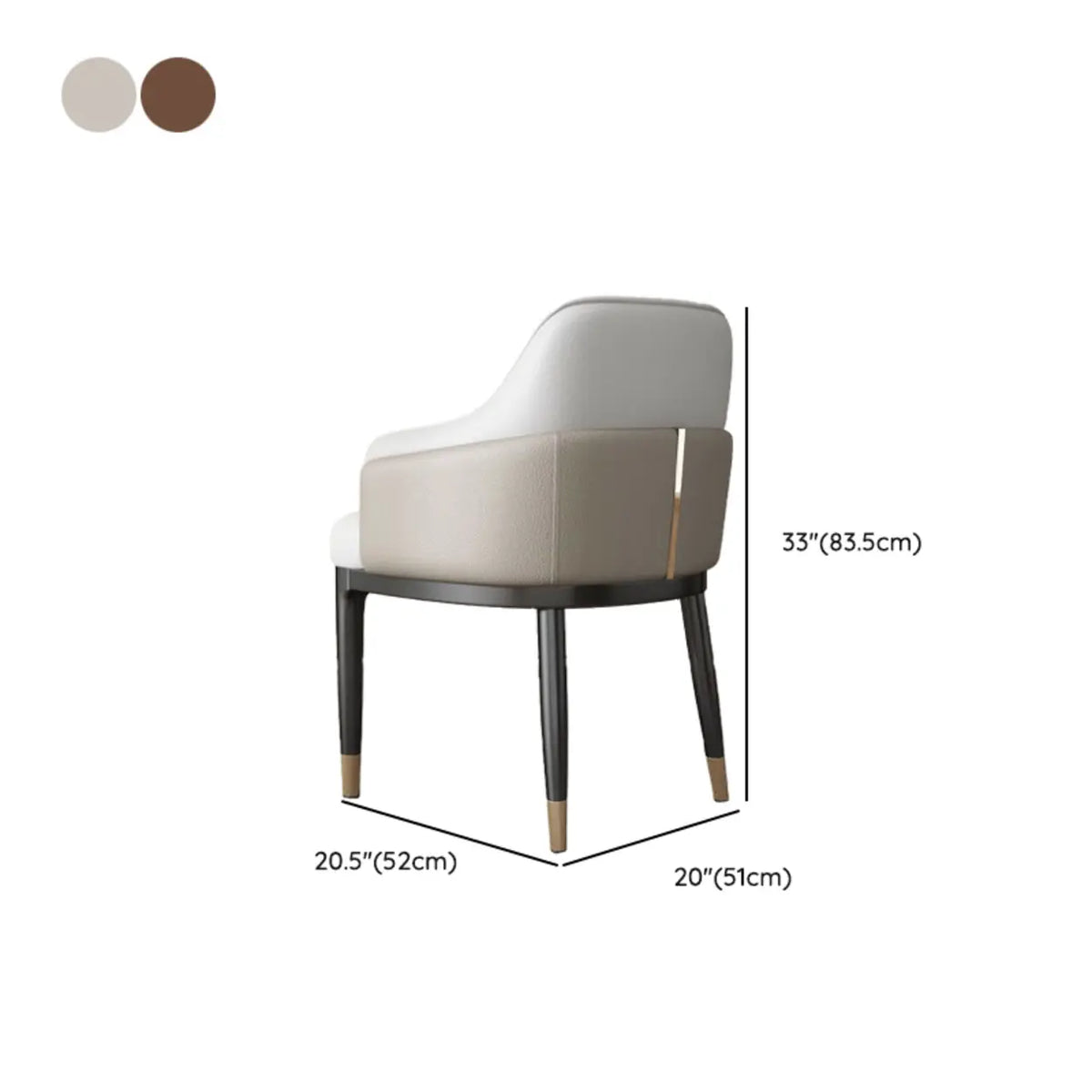 Sloped Arm Upholstered Dining Chair with Black Metal Legs