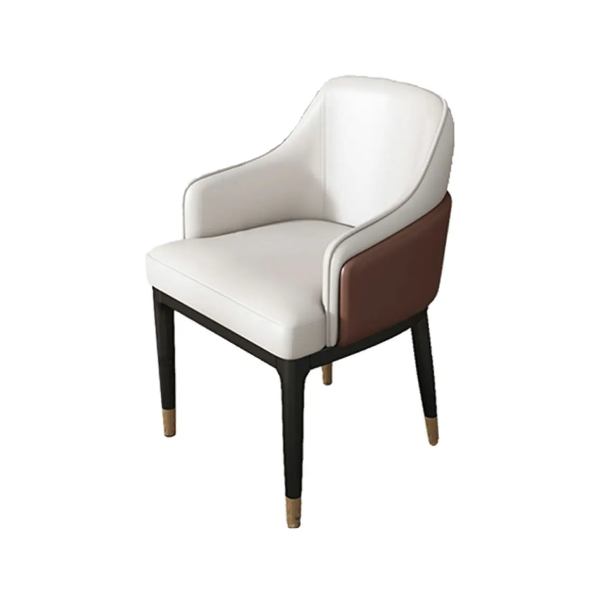 Sloped Arm Upholstered Dining Chair with Black Metal Legs
