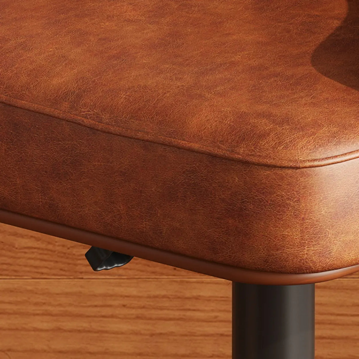 Upholstered Leather Bucket Bar Stool with Arms and Low Back