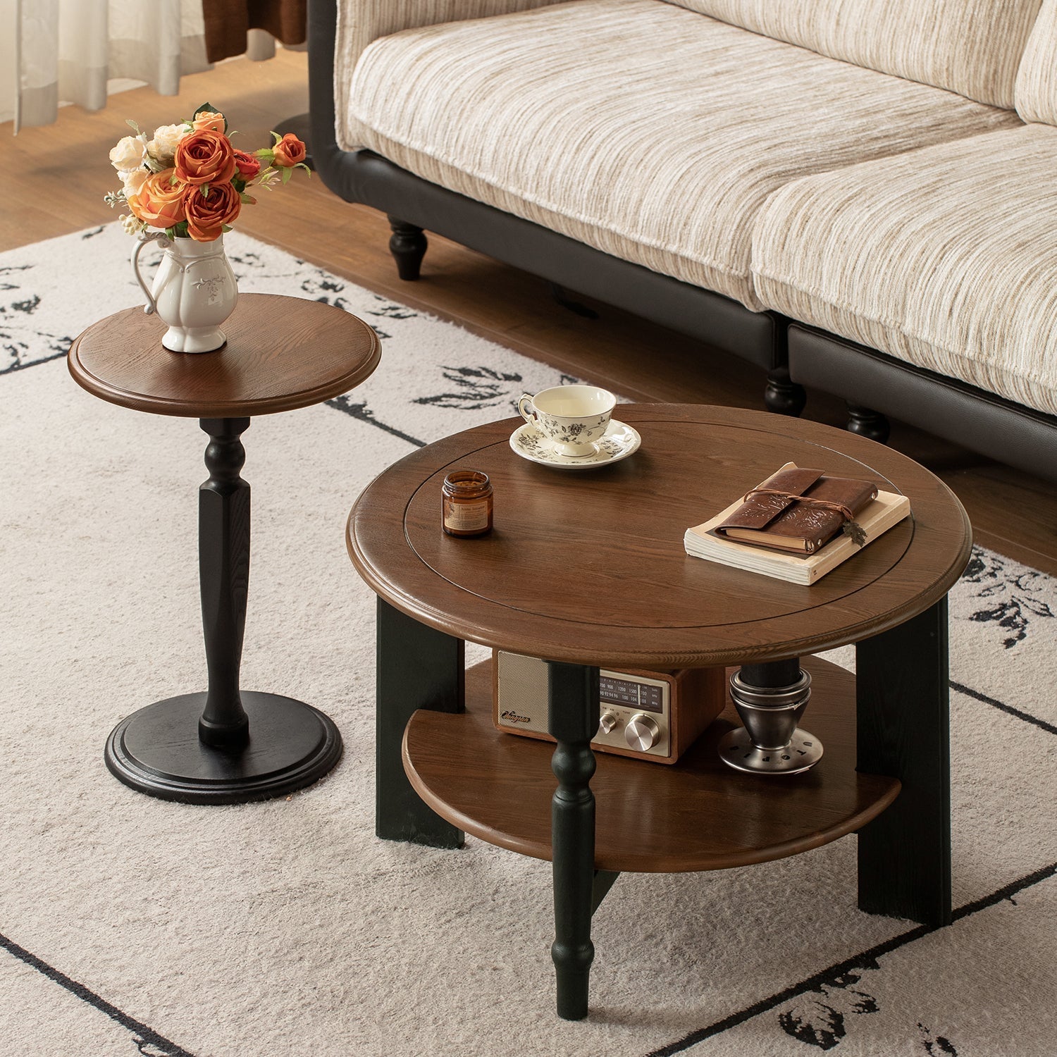Japandi Ash Wood Coffee Table Set MONA