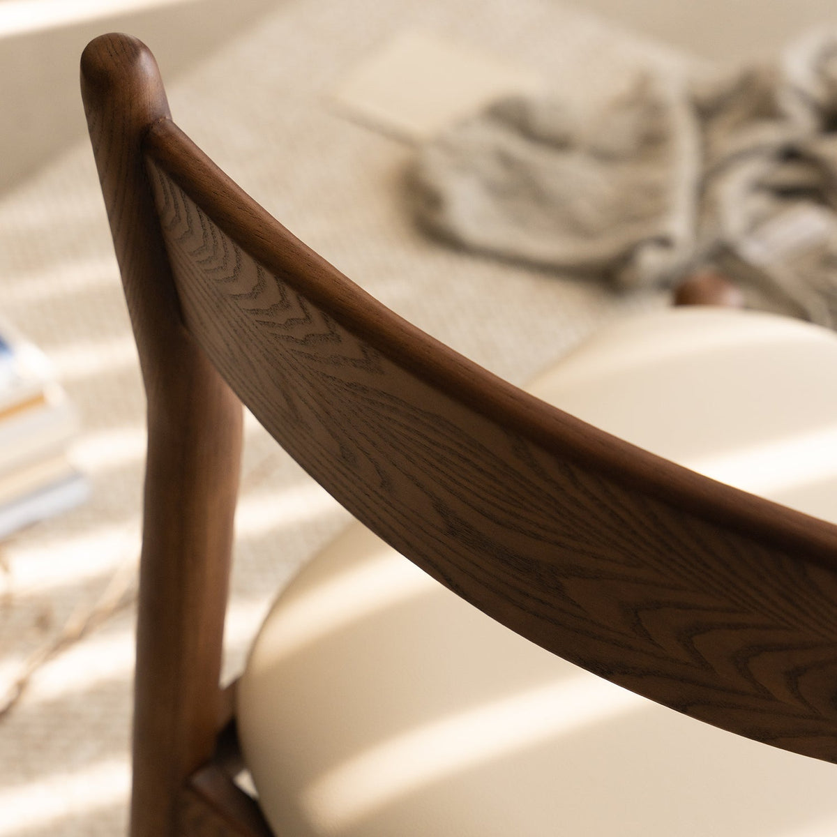 Japandi Walnut Wood Dining Chair PUREA