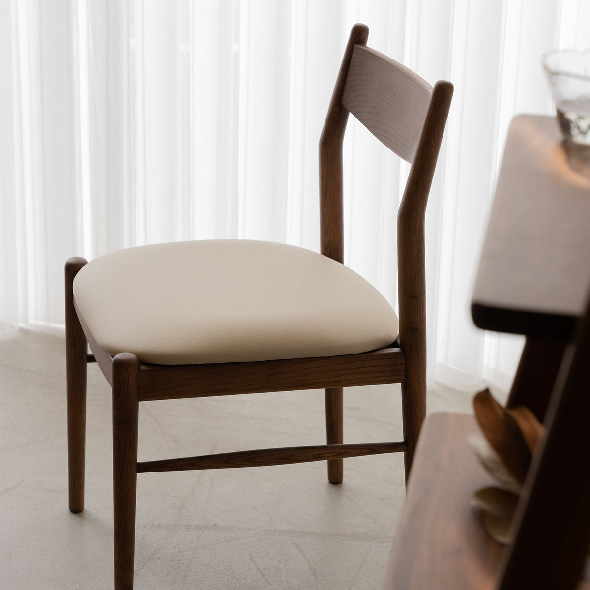 Japandi Walnut Wood Dining Chair PUREA