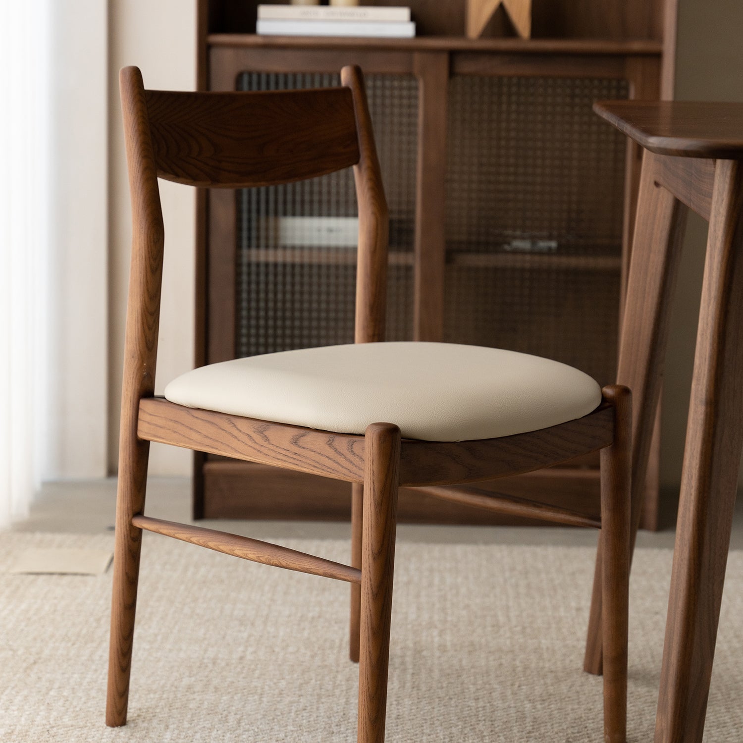 Japandi Walnut Wood Dining Chair PUREA