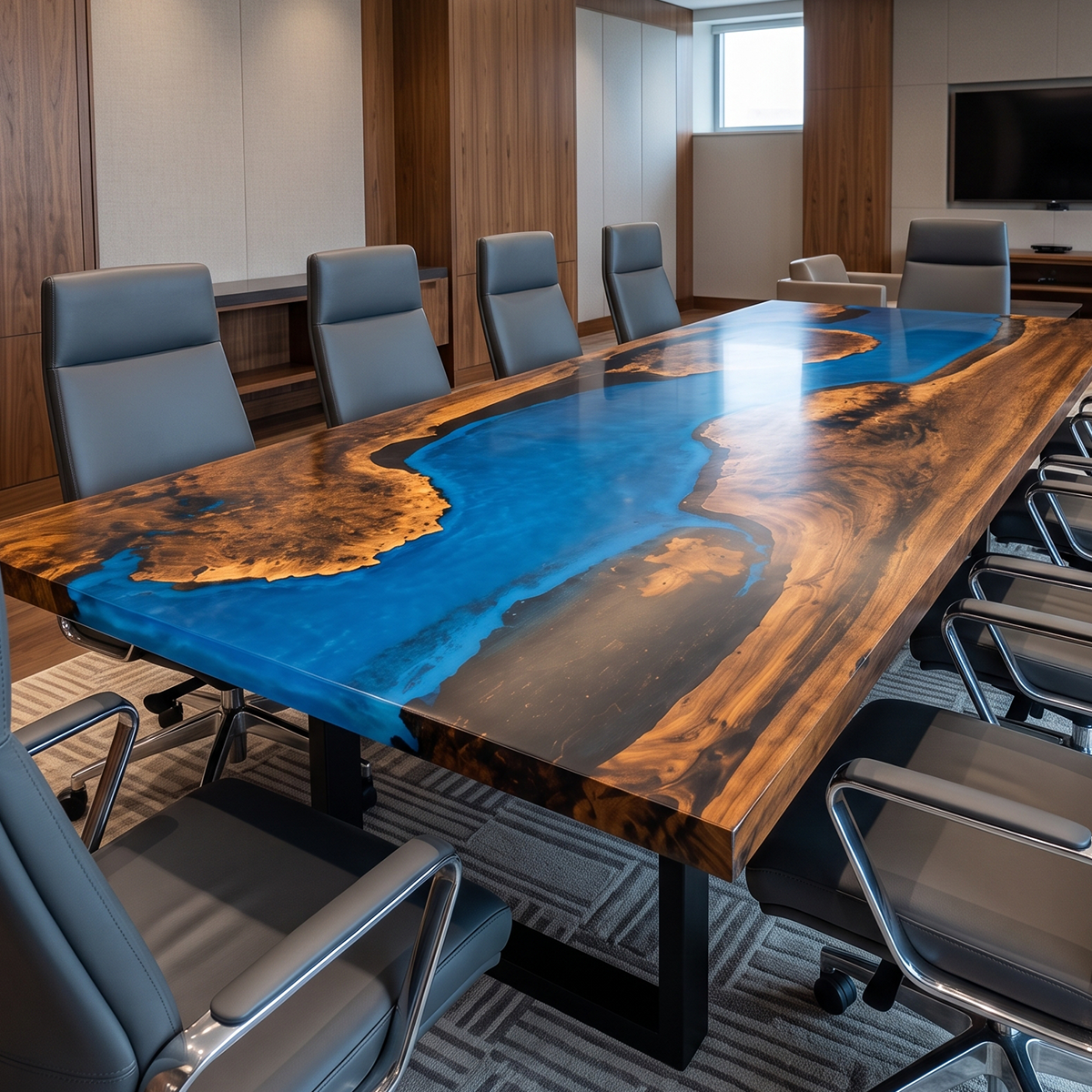 Walnut Blue River Conference Table, angled three quarter view
