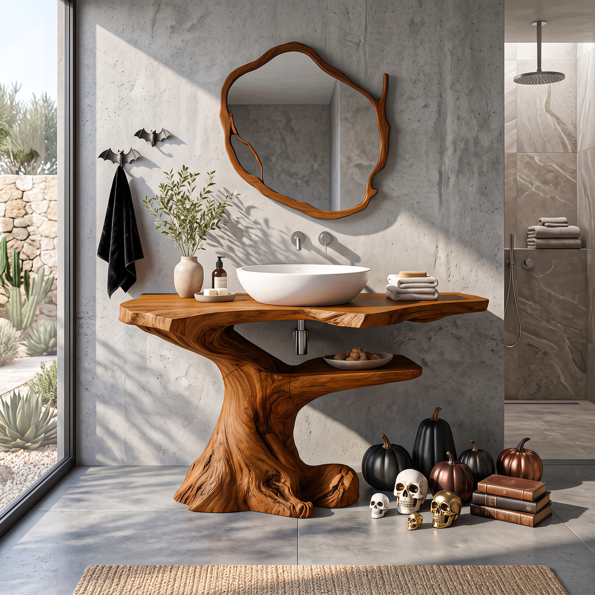 Modern Halloween Bathroom Vanity With Asymmetrical Base For Bathroom SINLKIBRV340