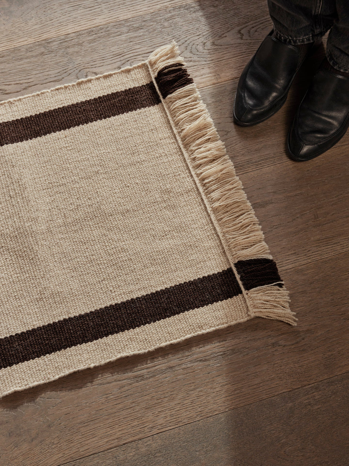 Calm Kelim Mat, Off-White/Coffee