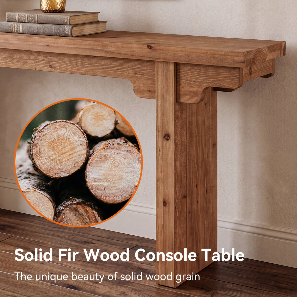 63" Farmhouse Solid Wood Console Table, Entryway Sofa Table Behind Couch