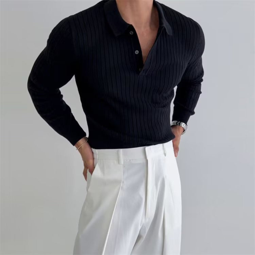 Serio | Men’s Long Sleeve Polo Shirt | Ribbed Cotton