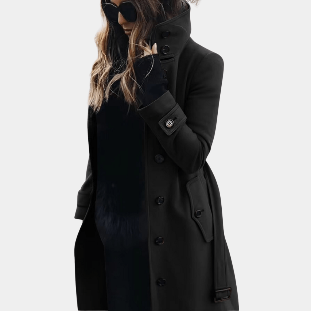 Clarissa | Women’s High-Collar Chic  Coat | Belted