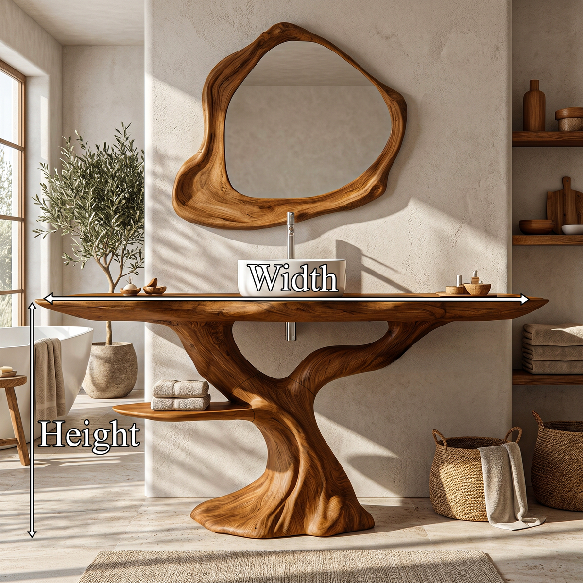 Rustic Bathroom Vanity With Bold Tree Root Design For Bathroom SINLKIBRV346