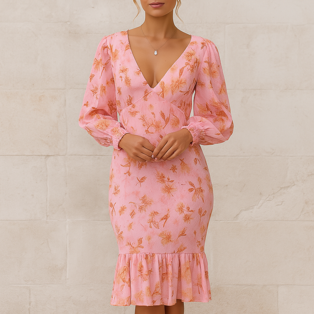 Robe mi-longue élégante Rochelle pour femme