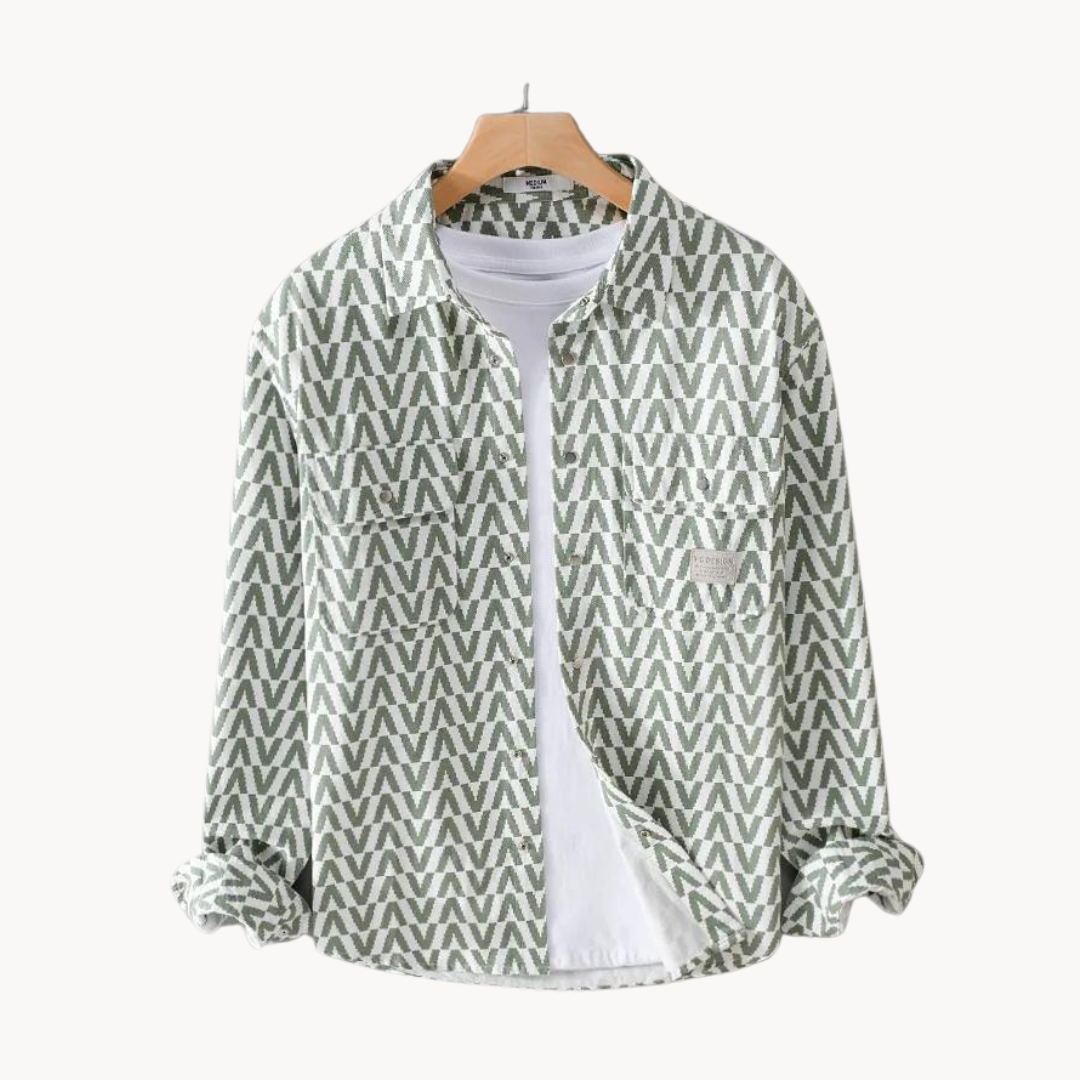 Kjell | Men’s Geometric Cotton Shirt | Patchwork