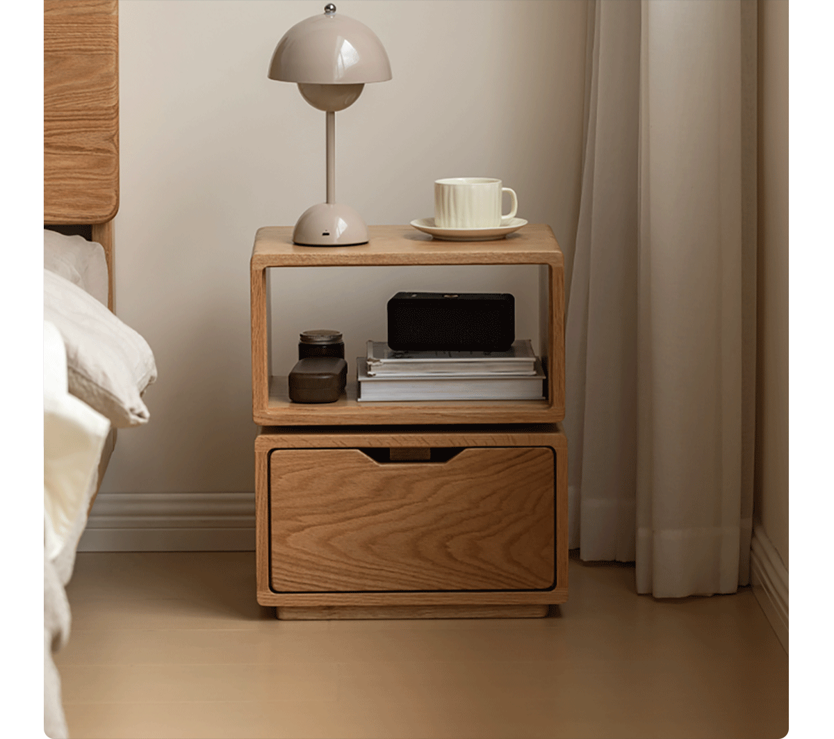 Scandinavian Oak Wood Revolving Side Table TWIST
