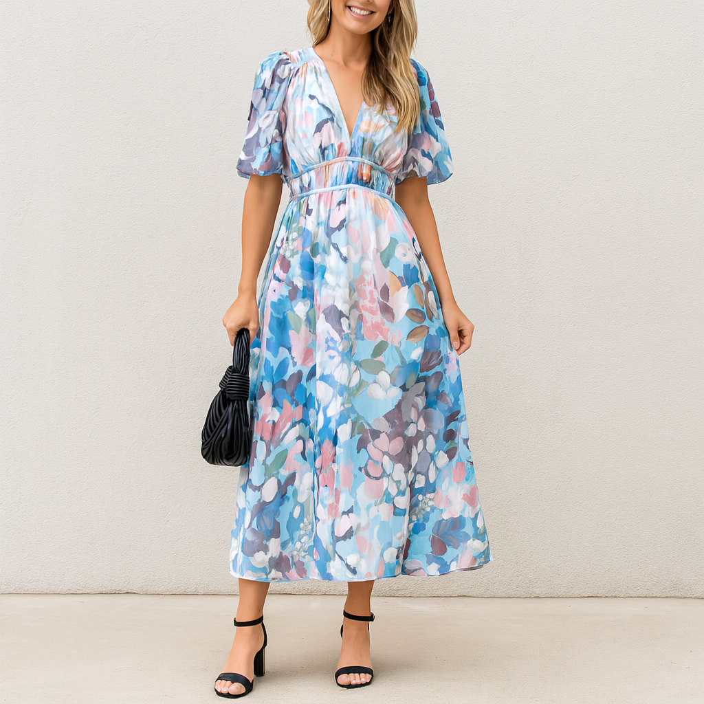 Quisha V-Neck Floral Dress for Women