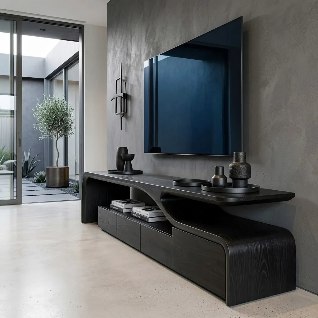 Contemporary Sculptural TV Console For Living Room RTNGHNTVC142