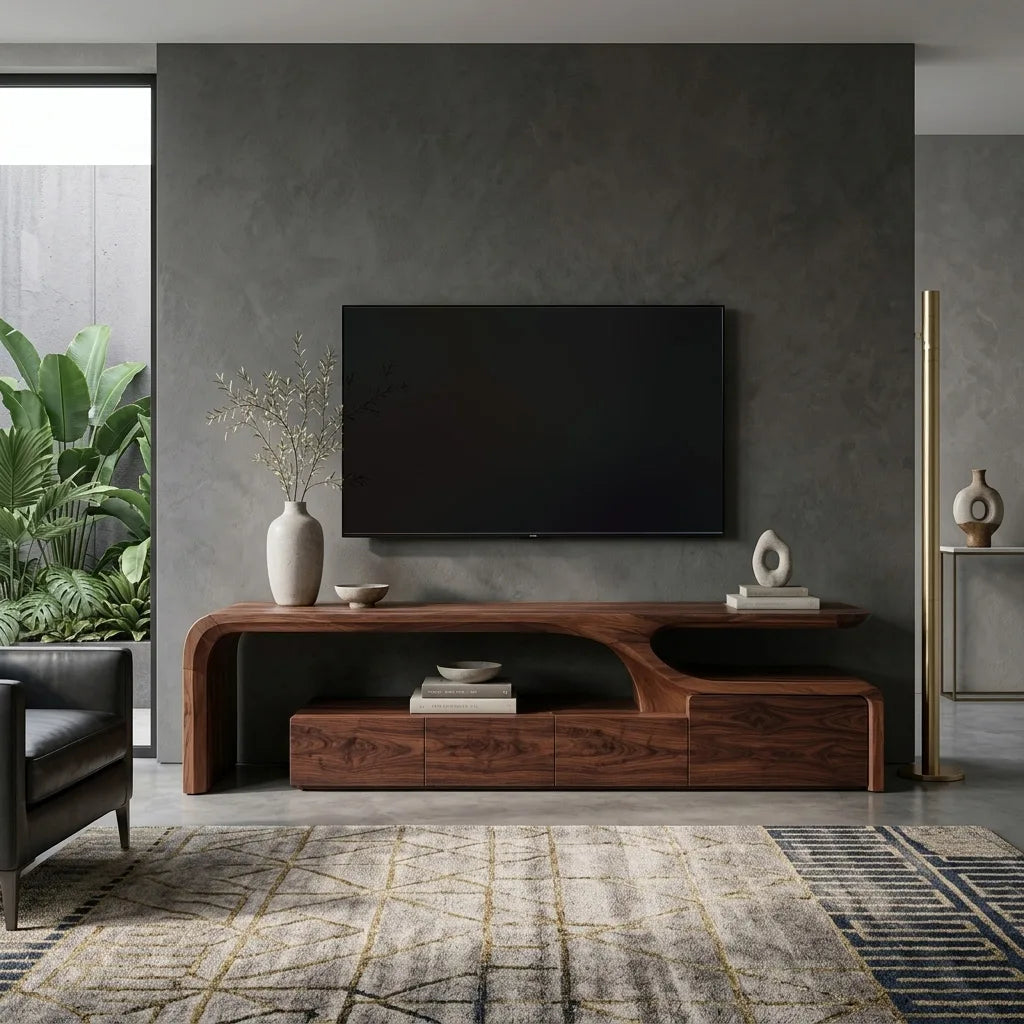 Contemporary Sculptural TV Console For Living Room RTNGHNTVC142