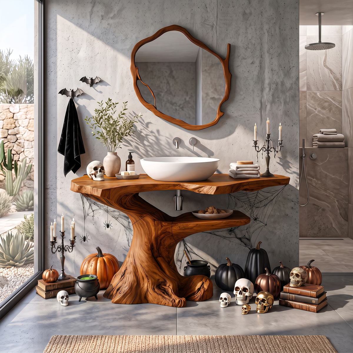 Modern Halloween Bathroom Vanity With Asymmetrical Base For Bathroom SINLKIBRV340