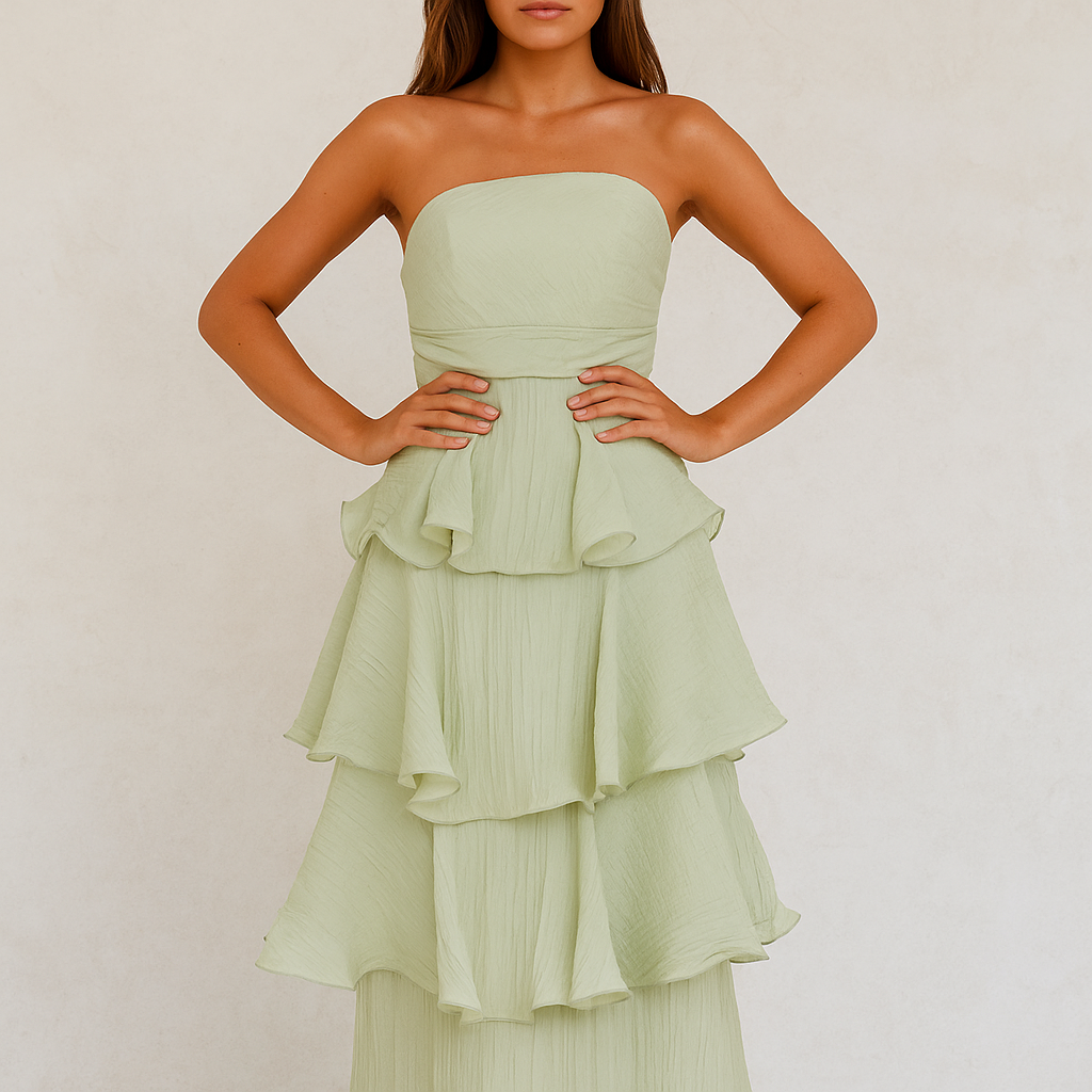 Kendra | Women’s Strapless Prom Ruffle Dress | Maxi