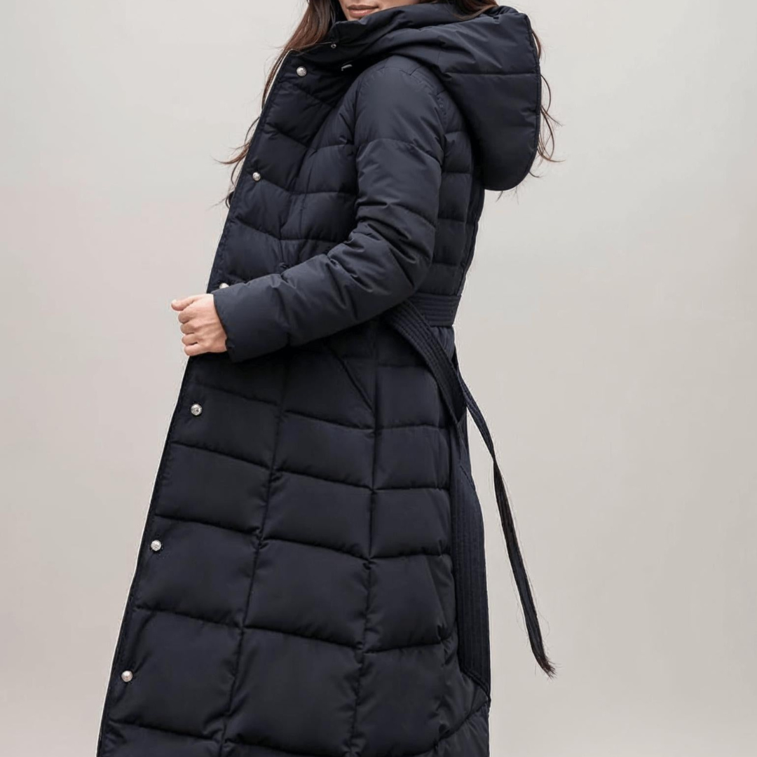 Sophia | Women’s Long Belted Puffer Coat | Faux Fur