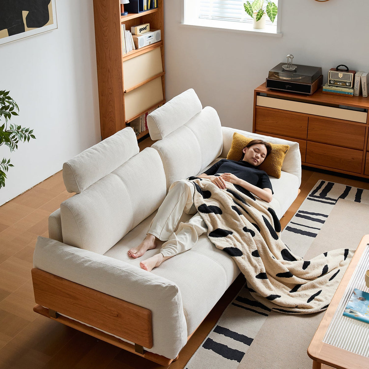 Scandinavian Mixed Weave Fabric 2 Seater Sofa BESSEN