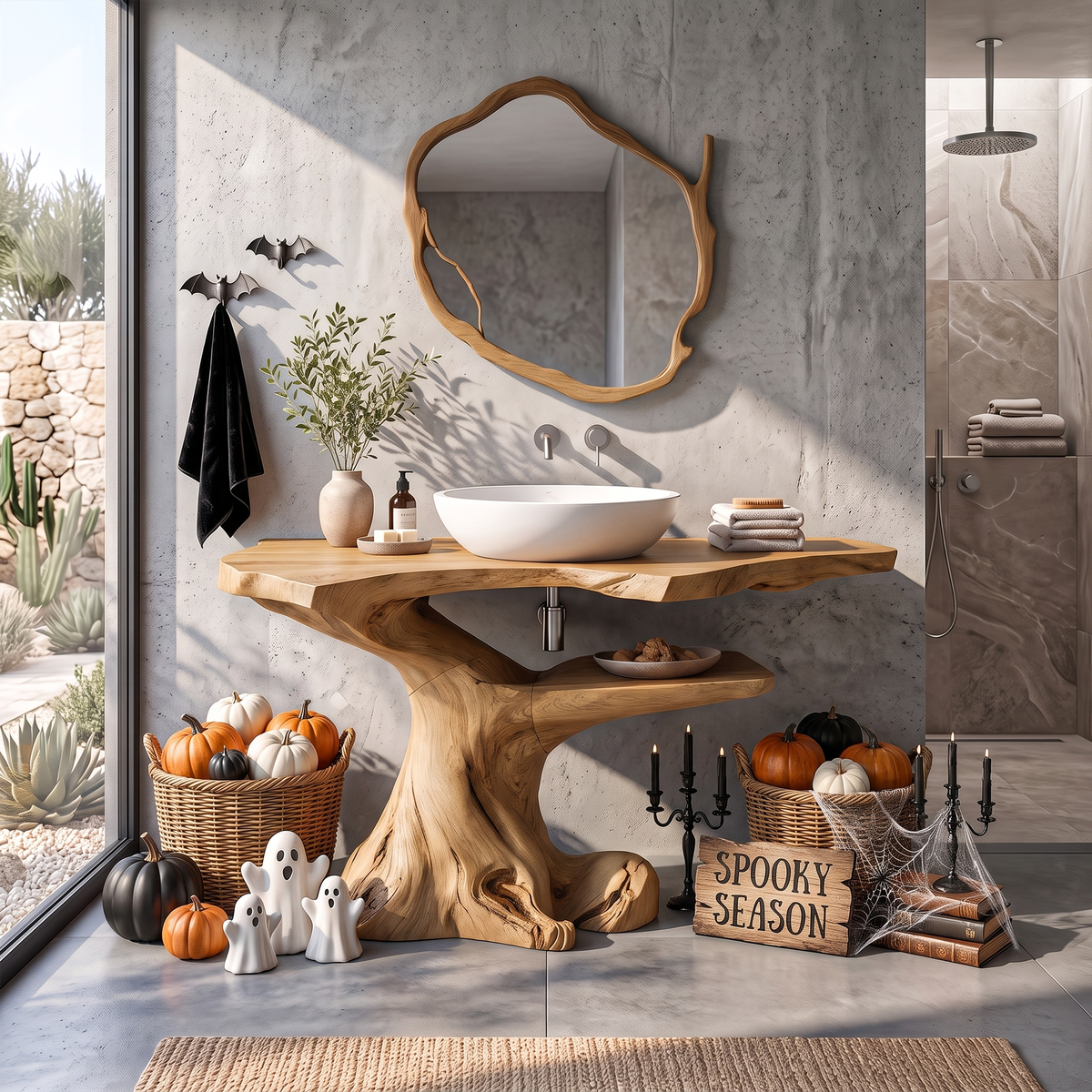 Modern Halloween Bathroom Vanity With Asymmetrical Base For Bathroom SINLKIBRV340