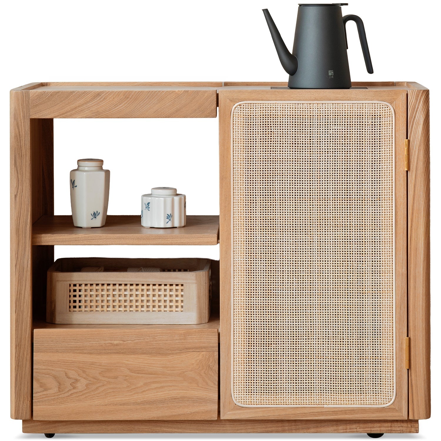 Scandinavian Oak Wood Wheel Tea Side Table VINE