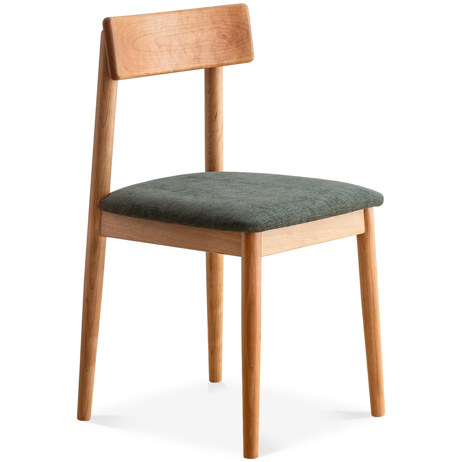 Scandinavian Cherry Wood Mixed Weave Fabric Dining Chair GREEN
