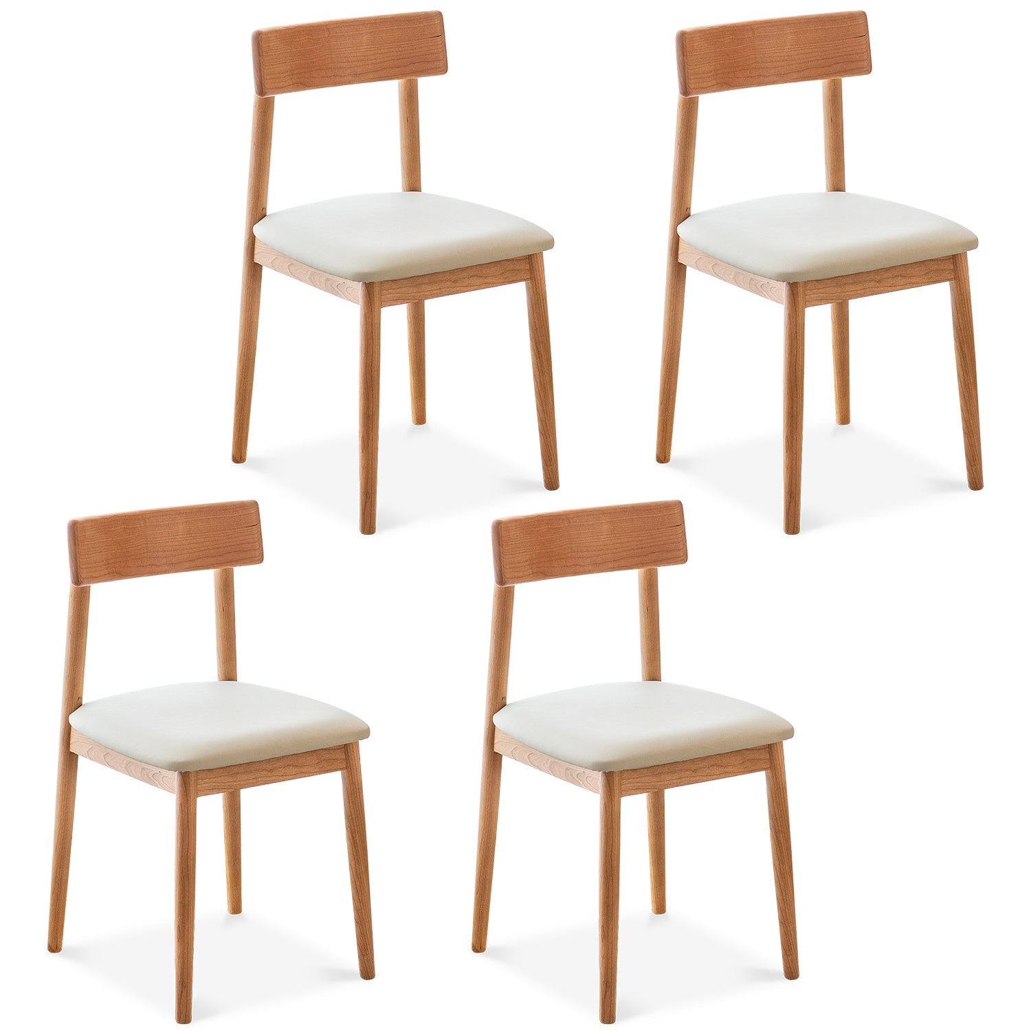 Scandinavian Cherry Wood Mixed Weave Fabric Dining Chair GREEN