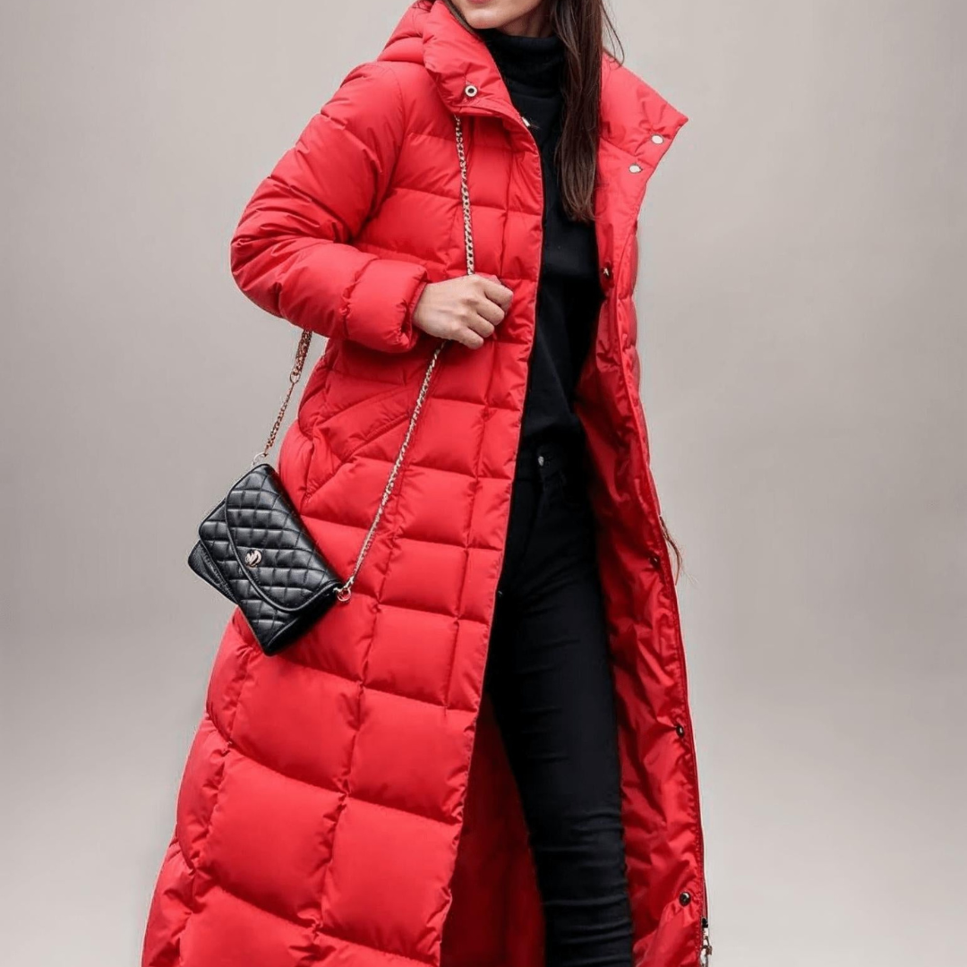 Sophia | Women’s Long Belted Puffer Coat | Faux Fur