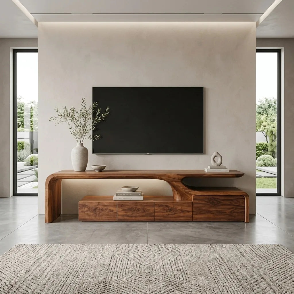 Contemporary Sculptural TV Console For Living Room RTNGHNTVC142