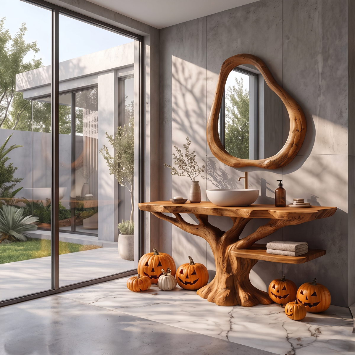 Gothic Halloween Bathroom Vanity With Lower Display Shelf For Bathroom SINLKIBRV344
