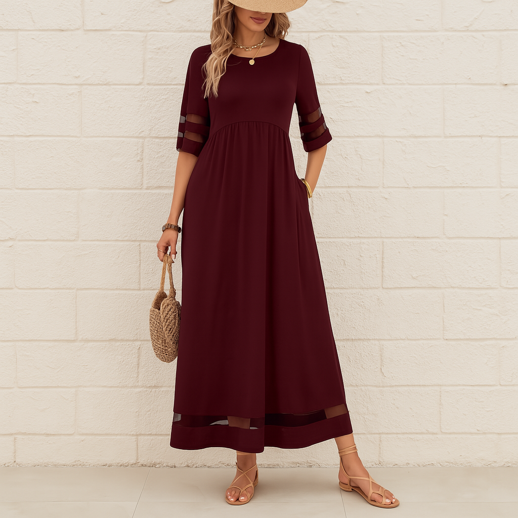 Robe élégante Sharon à encolure ronde pour femme