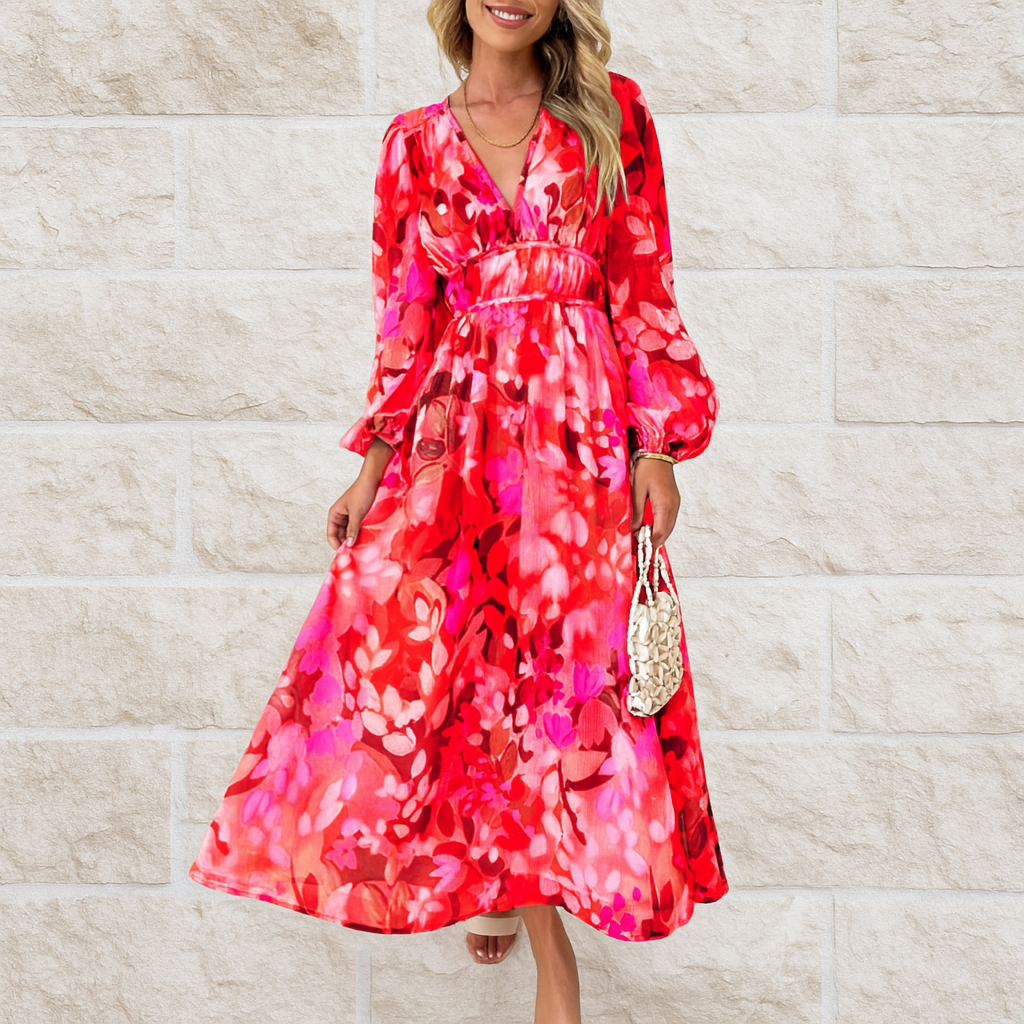 Quisha V-Neck Floral Dress for Women