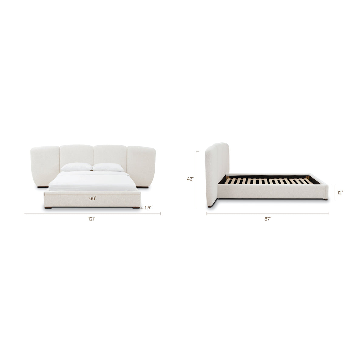 Acadia Bed, Froth White Boucle, Queen
