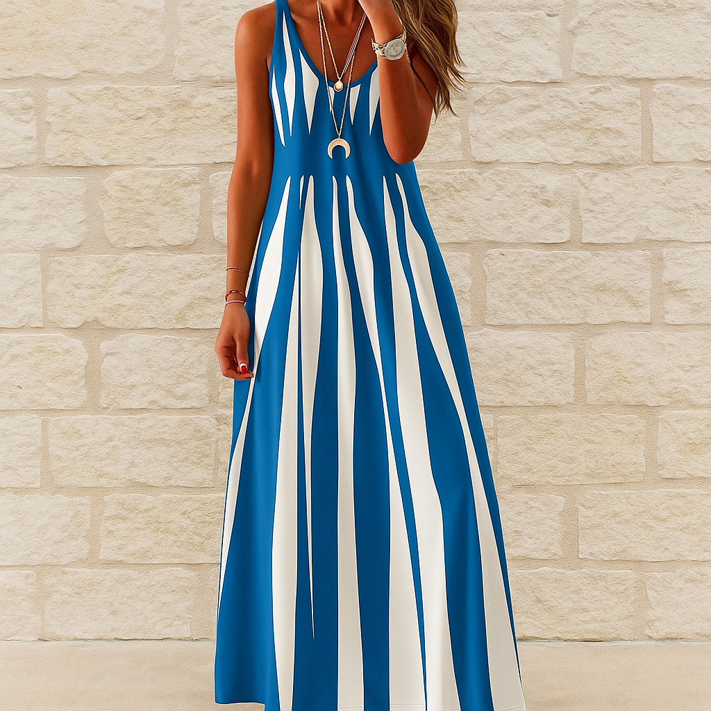 Zandra | Women’s Striped Casual Spring-Summer Dress | Maxi