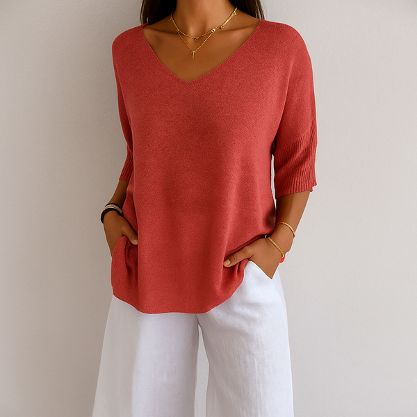 Haut en tricot col V Margaux pour femme