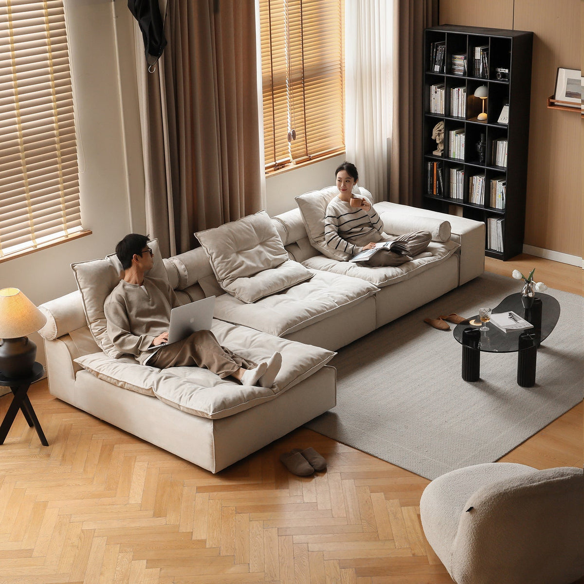 Modern Suede Fabric Modular L Shape Sectional Sofa 4+L BLOOM
